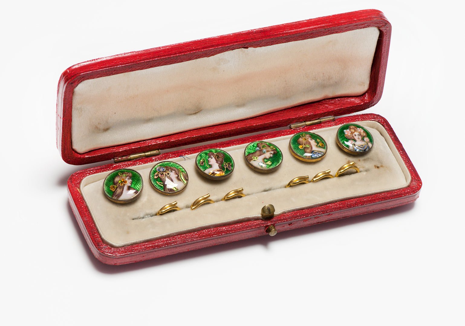 Antique Art Nouveau Gold Enamel Buttons