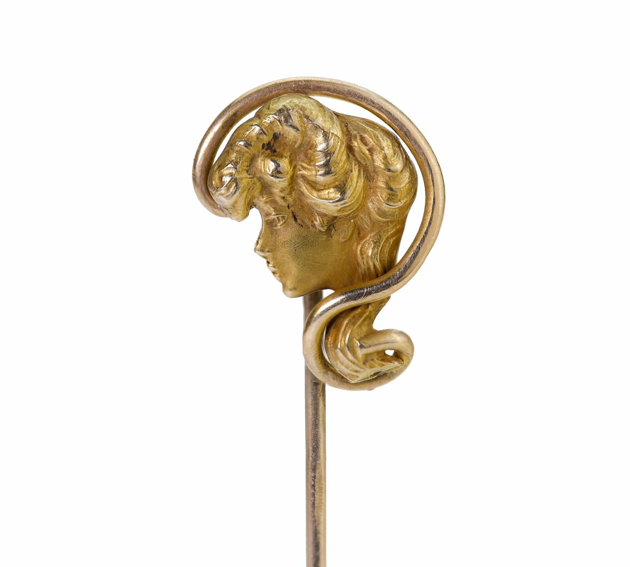 Antique Art Nouveau Gold Lady Stick Pin