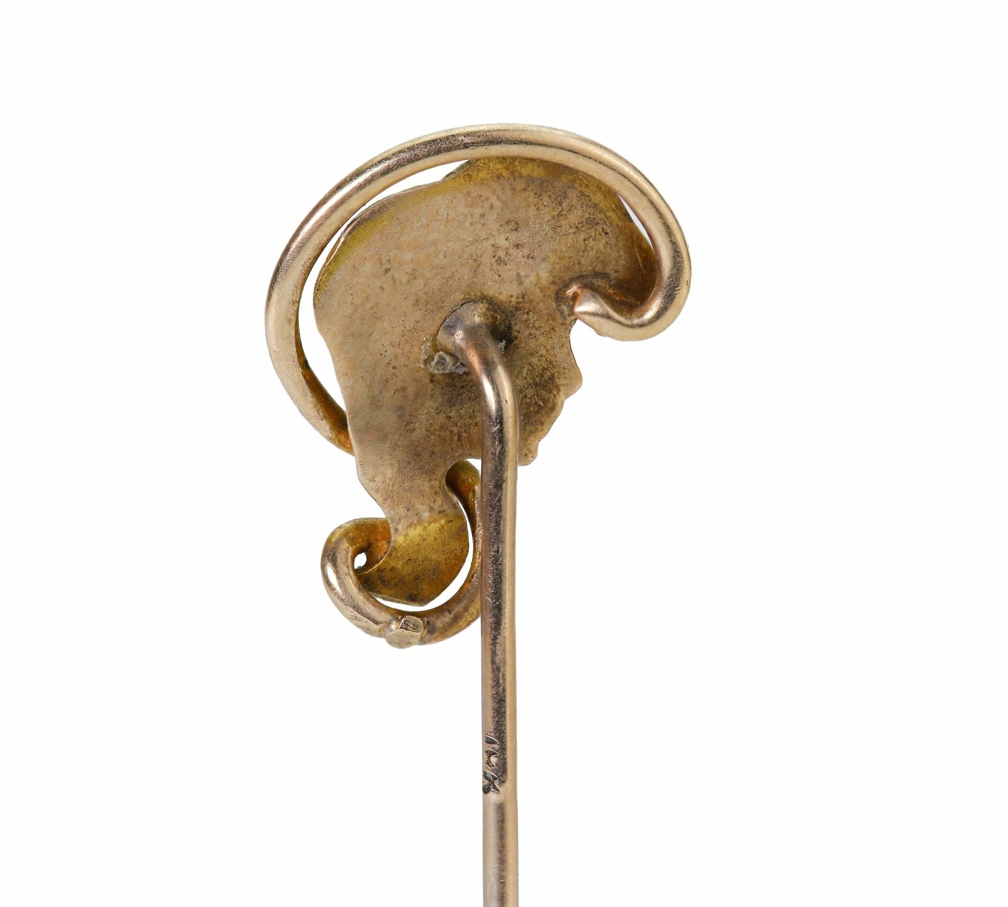 Art nouveau stick pin, outlet edwardian stick pin, french stick pin, gold plated stick pin, huguenin stick pin, antique stick pin, face stick pin,