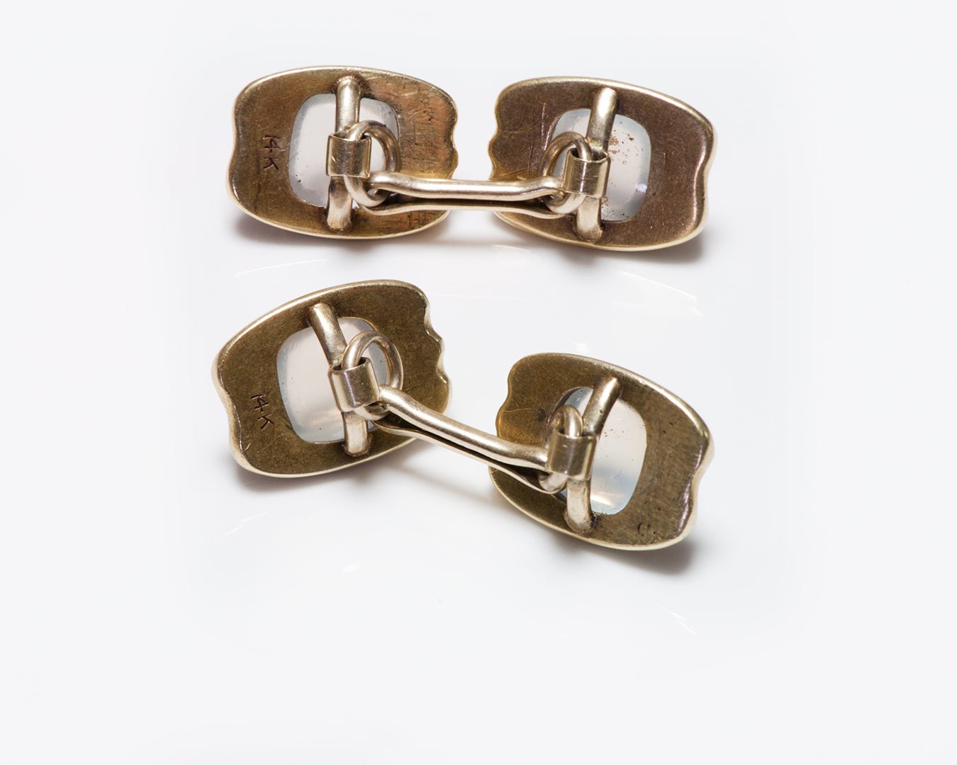 Antique Art Nouveau Gold Moonstone Cufflinks - DSF Antique Jewelry
