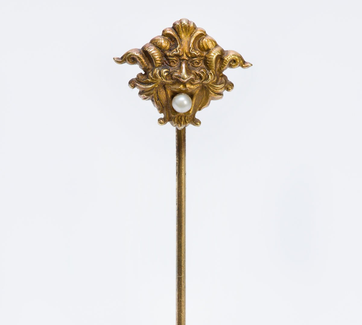 Antique Art Nouveau Gold & Pearl Mythical Stickpin - DSF Antique Jewelry