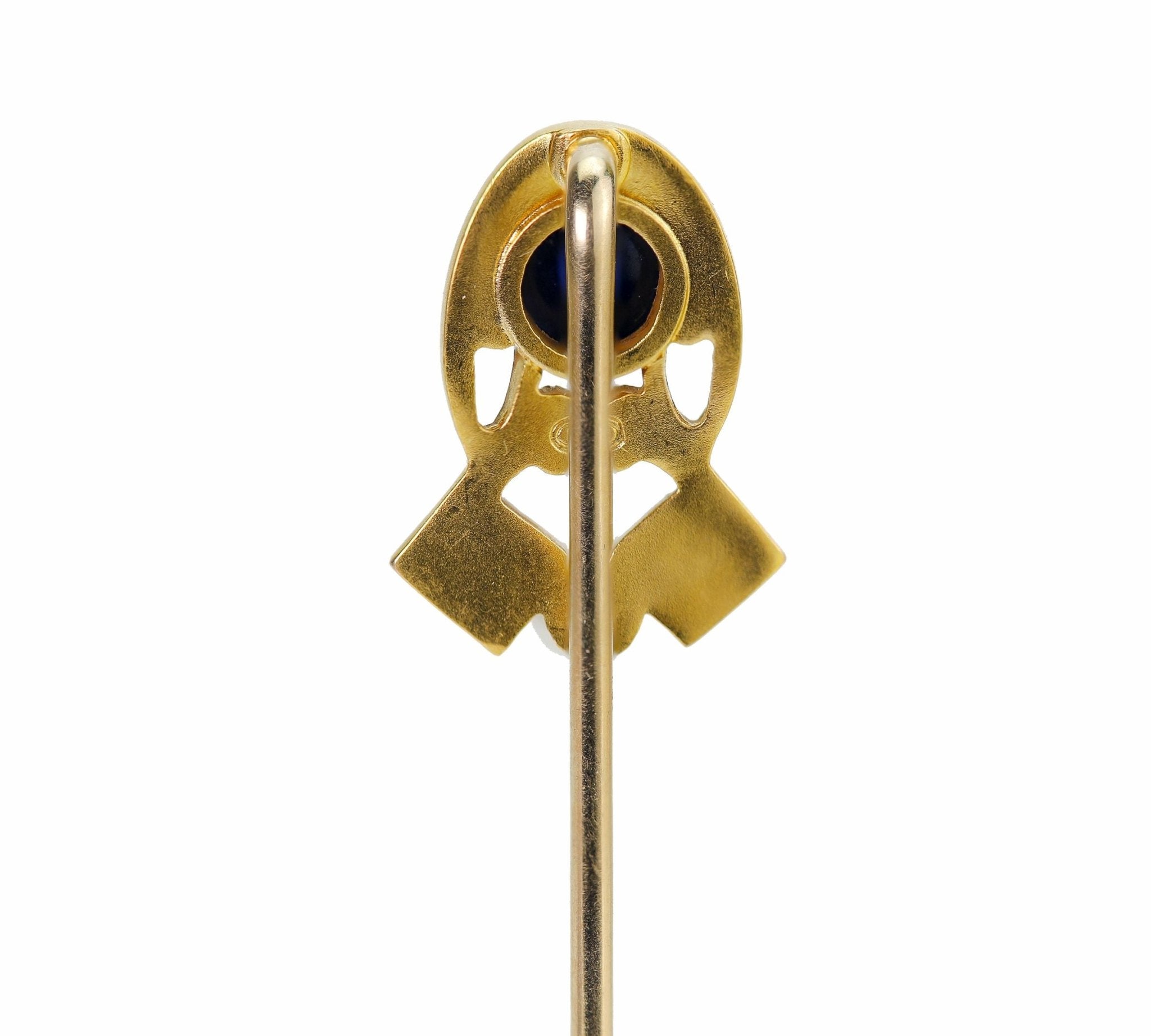 Antique Art Nouveau Gold Sapphire Pearl Stick Pin - DSF Antique Jewelry