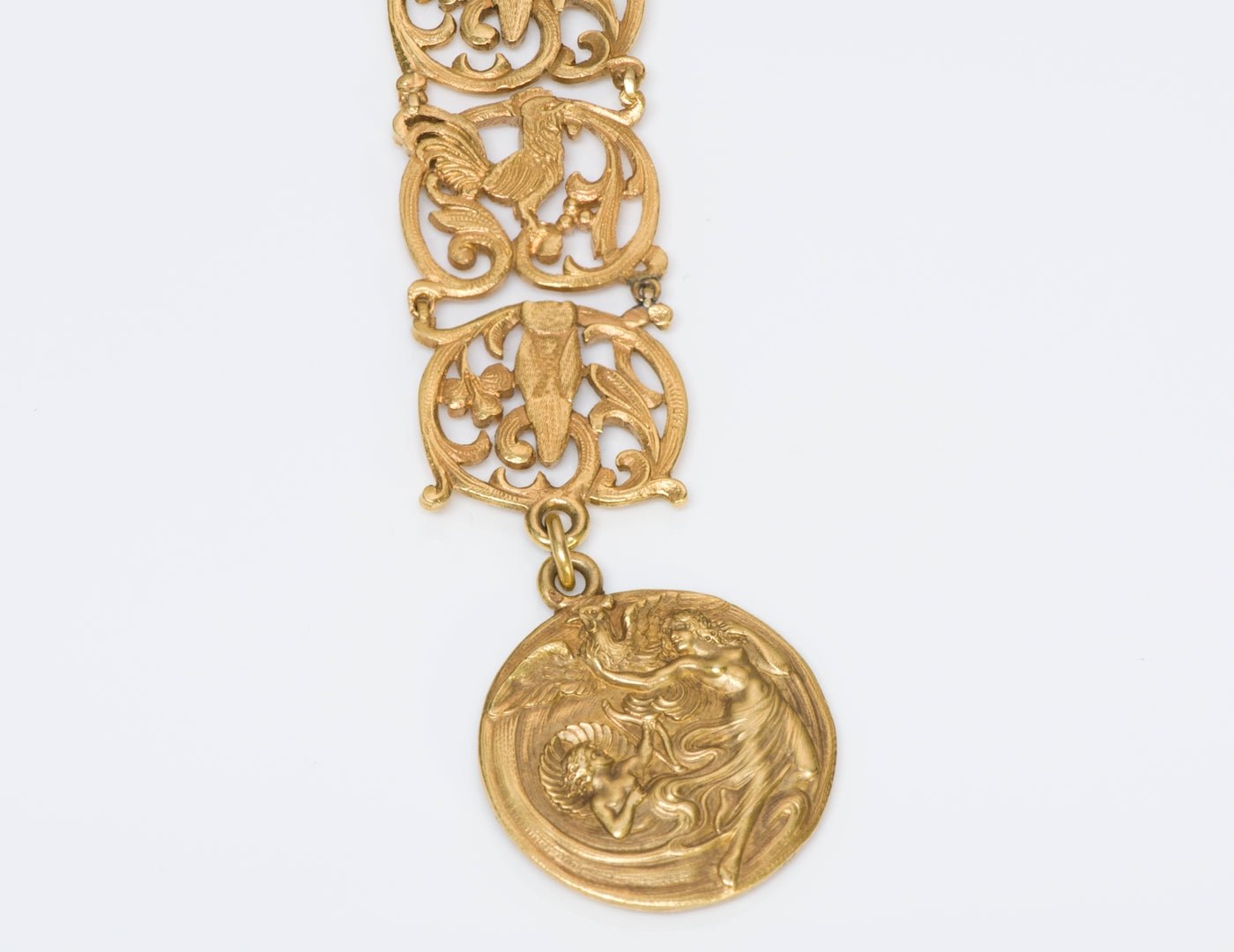 Antique Art Nouveau Gold Watch Fob - DSF Antique Jewelry