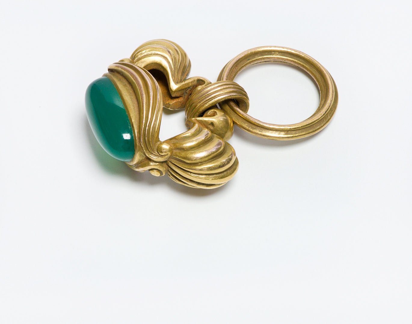 Antique Art Nouveau Green Onyx Gold Fob