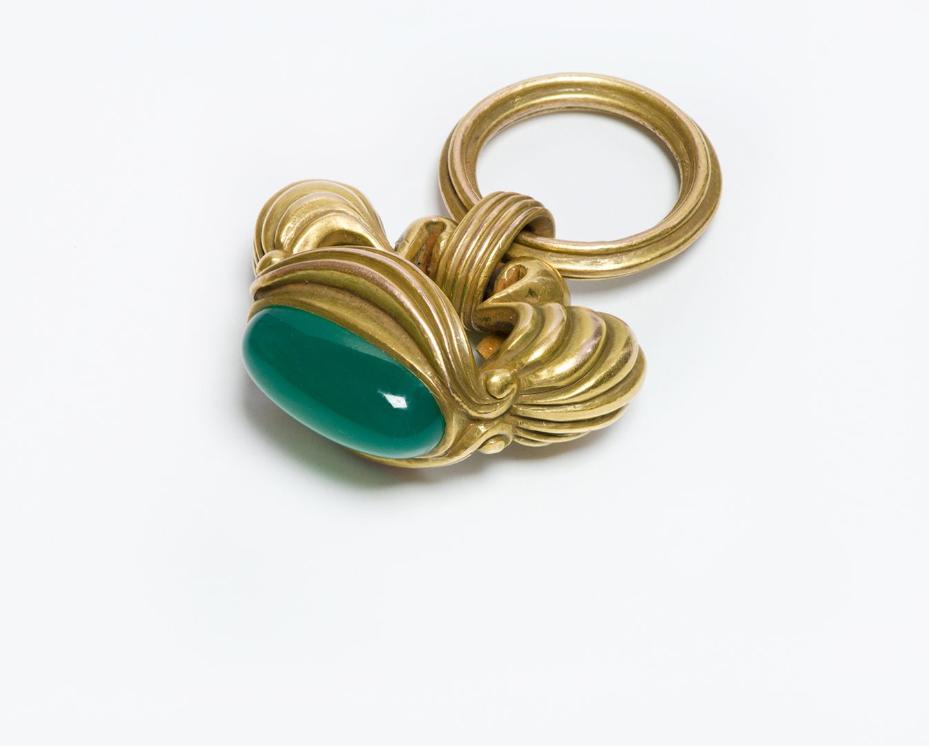 Antique Art Nouveau Green Onyx Gold Fob - DSF Antique Jewelry