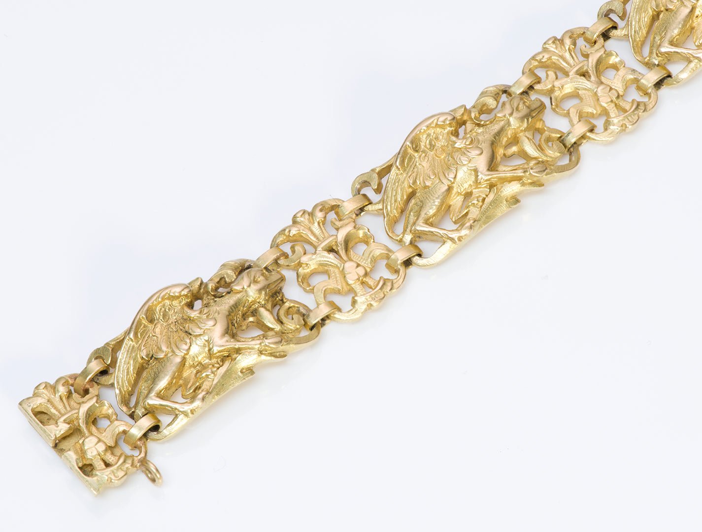 Antique Art Nouveau Griffin French 18K Gold Bracelet - DSF Antique Jewelry