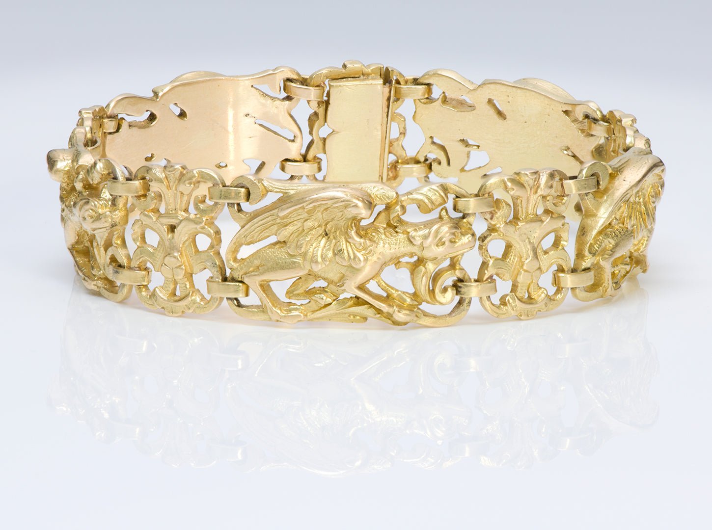 Antique Art Nouveau Griffin French 18K Gold Bracelet