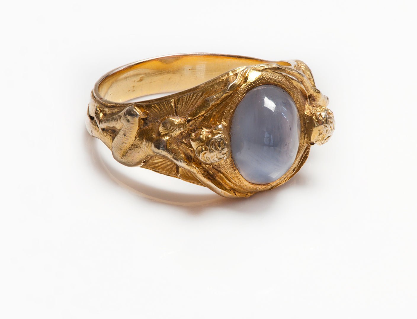 Antique Art Nouveau Star Sapphire Gold Men's Ring - DSF Antique Jewelry