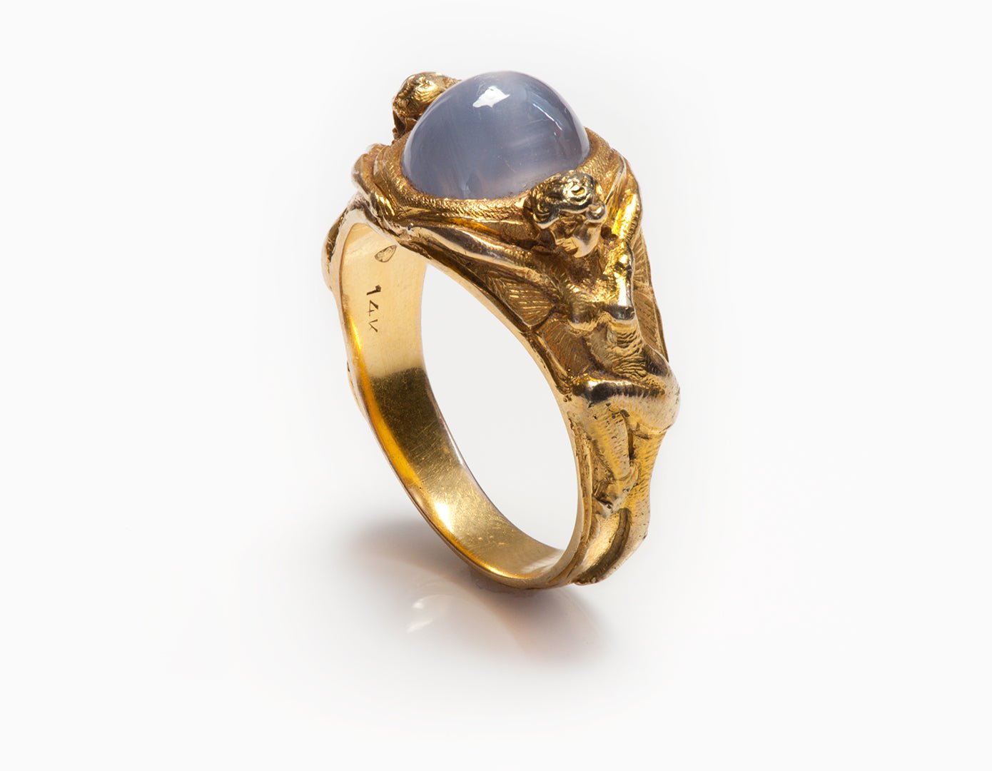 Antique Art Nouveau Star Sapphire Gold Men's Ring - DSF Antique Jewelry