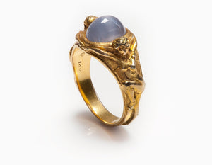 Antique Art Nouveau Star Sapphire Gold Men's Ring