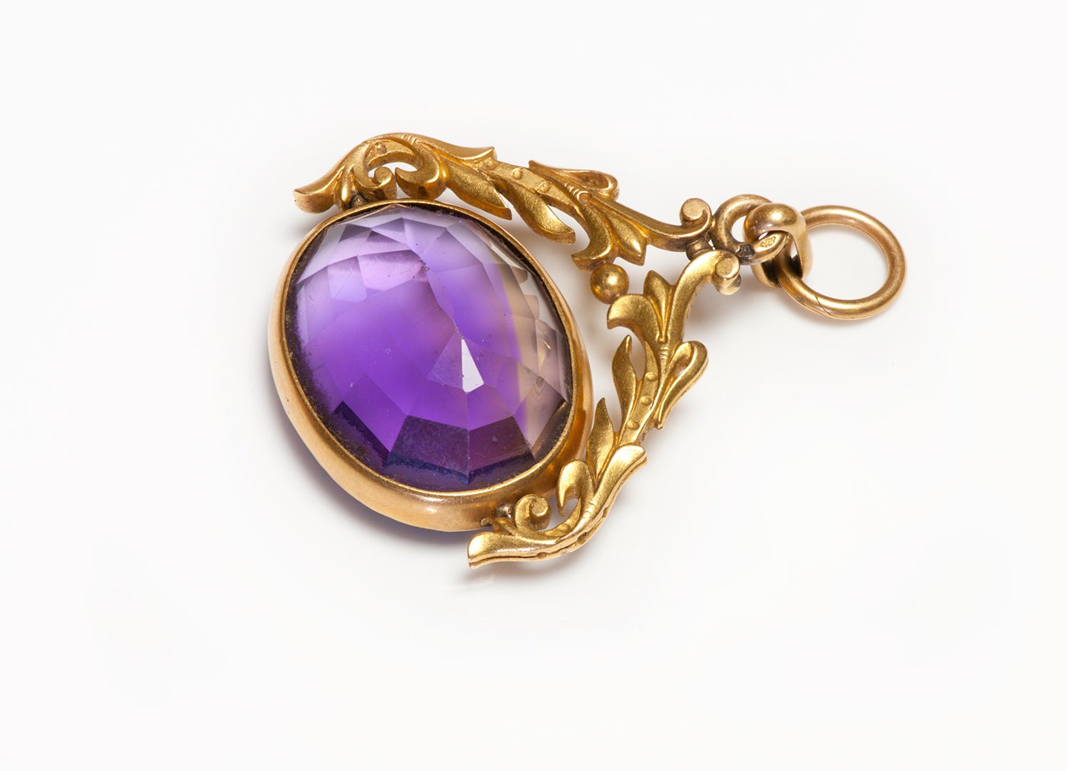 Antique Art Nouveau Yellow Gold Amethyst Fob - DSF Antique Jewelry