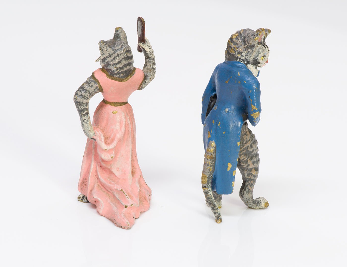 Antique Austrian Enamel Bronze Miniature Cats