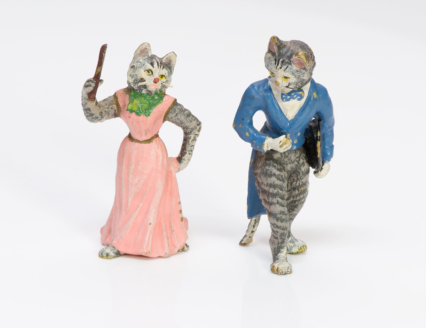 Antique Austrian Enamel Bronze Miniature Cats