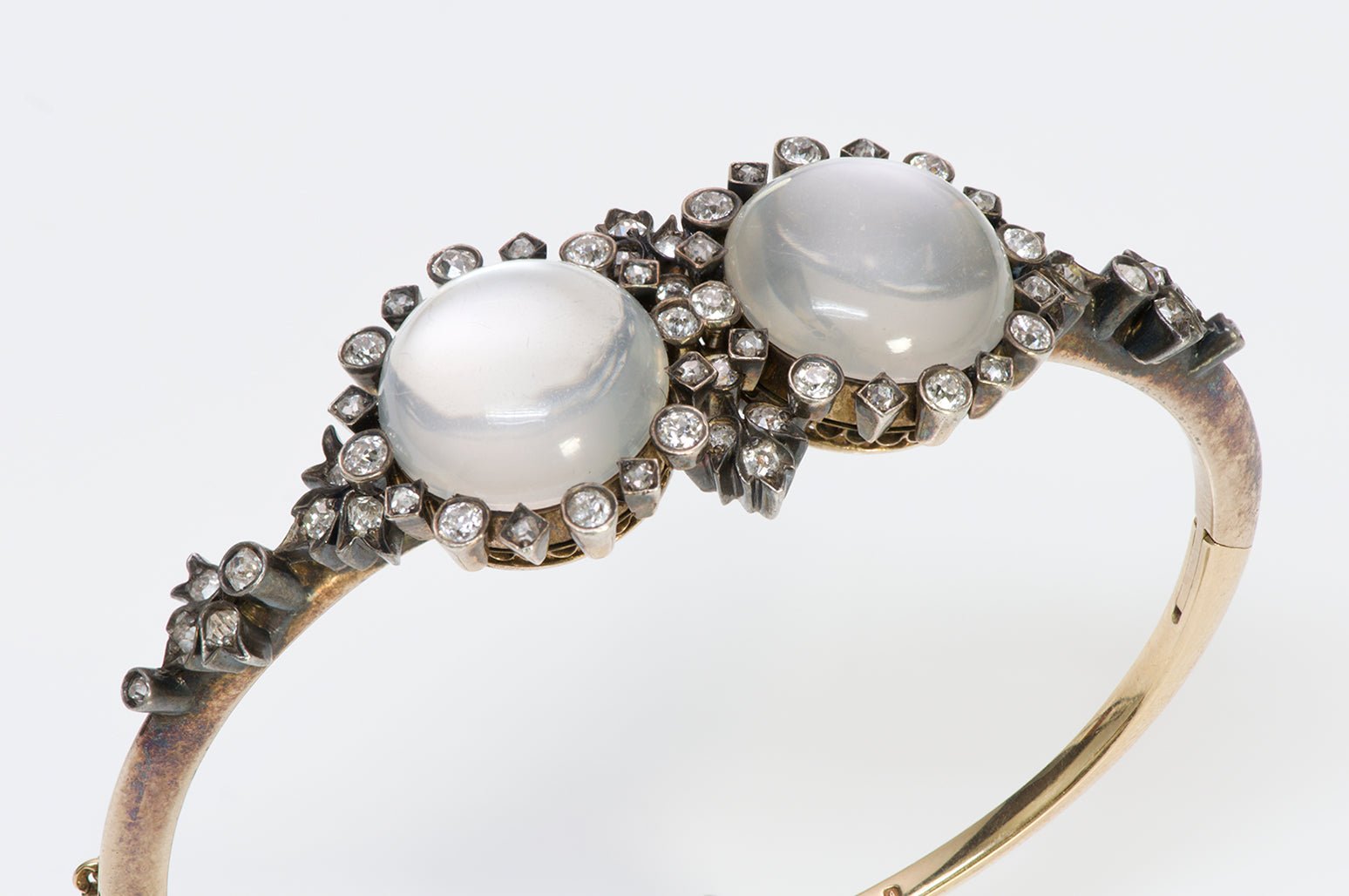 Antique Austrian Gold Diamond & Moonstone Bracelet - DSF Antique Jewelry