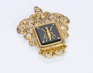Antique Bloodstone Gold Vinaigrette Locket Pendant
