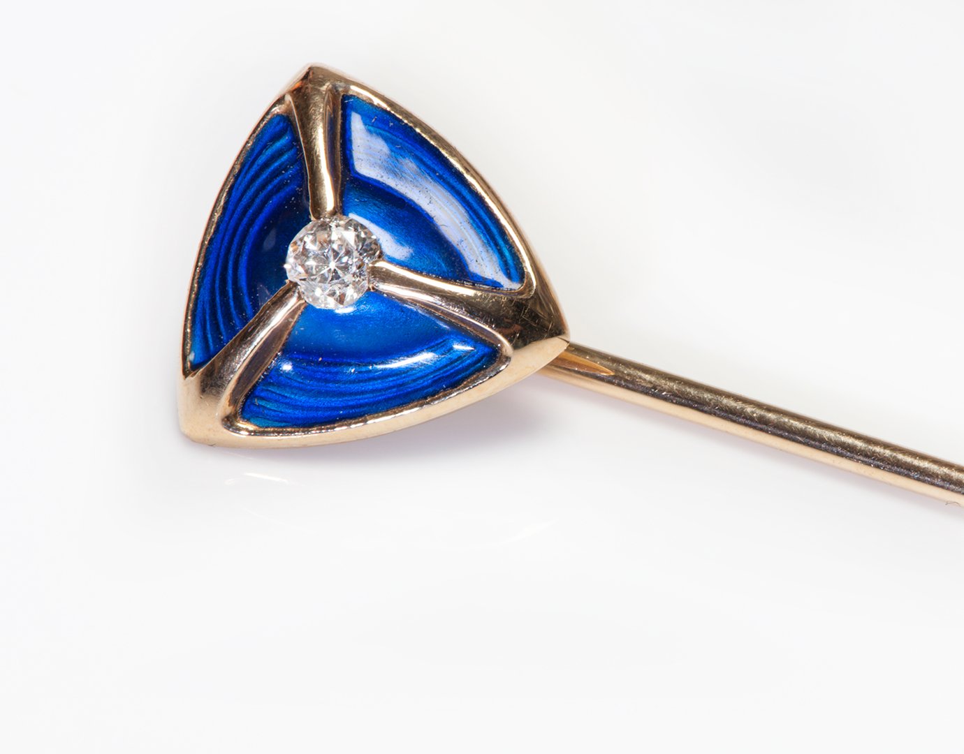Antique Blue Enamel Diamond Stick Pin