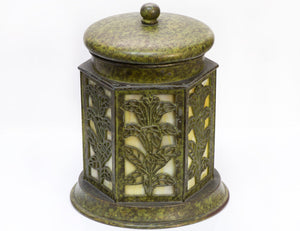 Antique Bradley & Hubbard Slag Glass Arts & Crafts Humidor Tobacco Jar