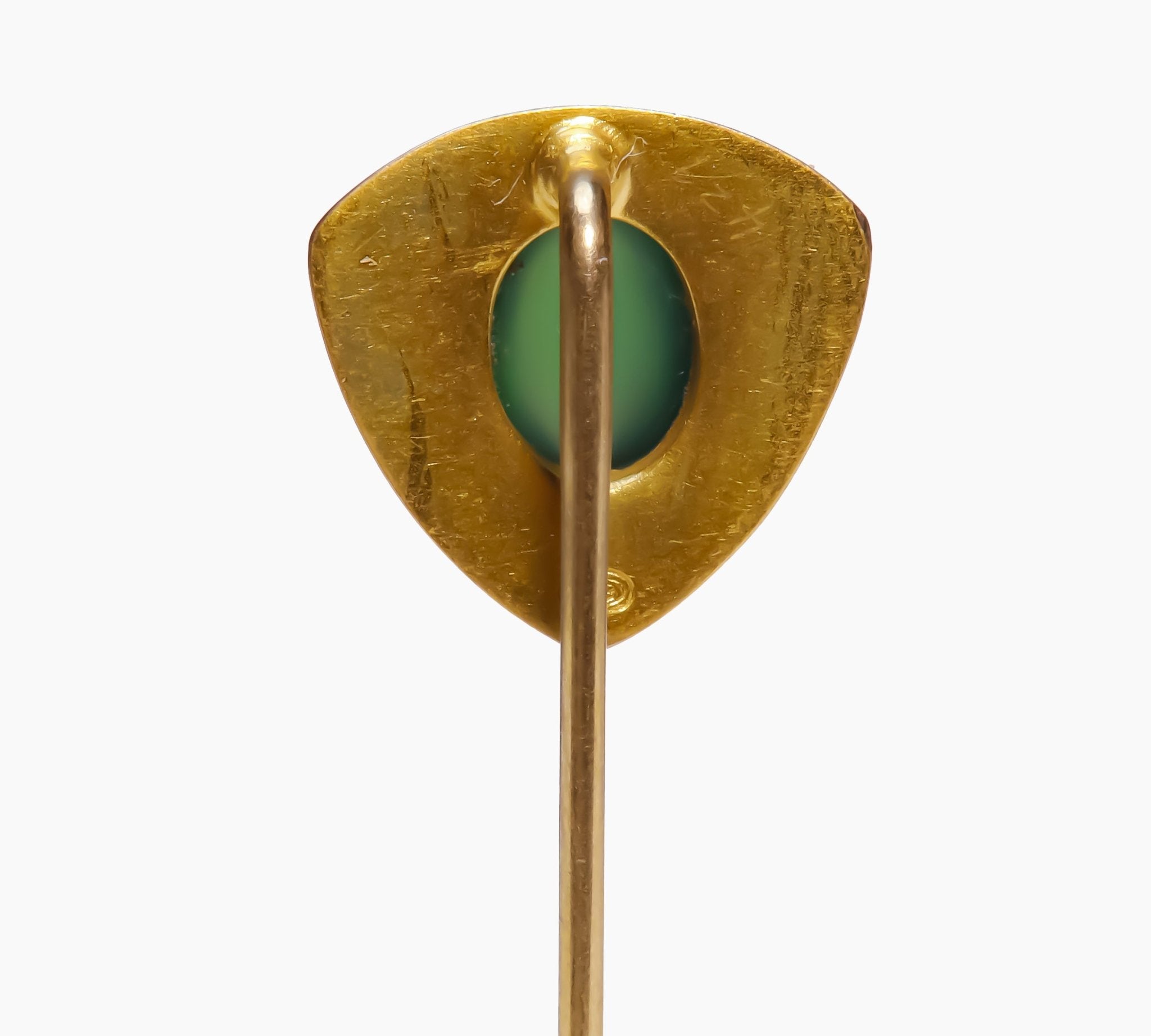 Antique Bressler & Co. Gold Green Onyx Stick Pin