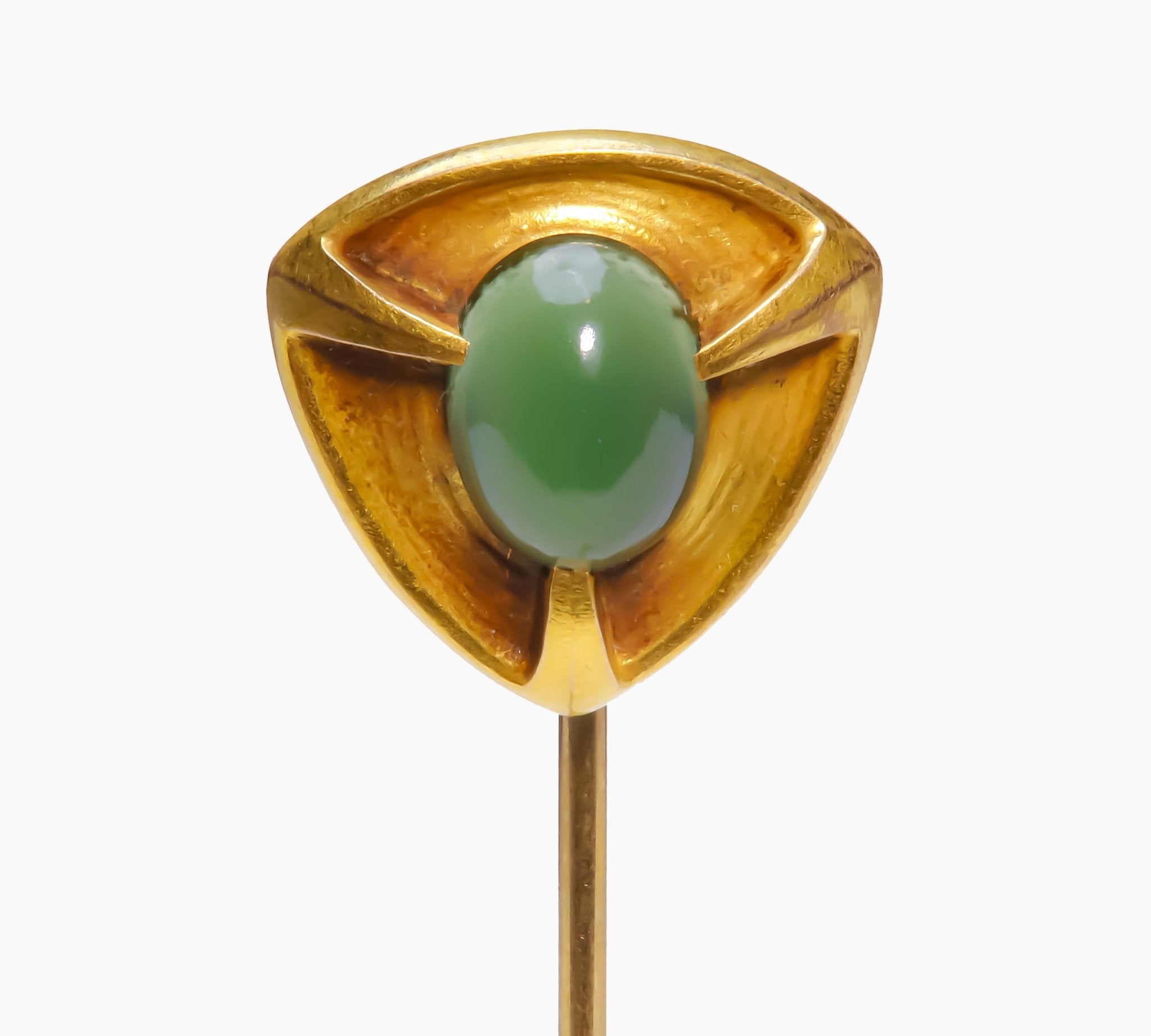 Antique Bressler & Co. Gold Green Onyx Stick Pin