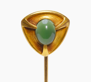 Antique Hans Brassler & Co. Gold Green Onyx Stick Pin
