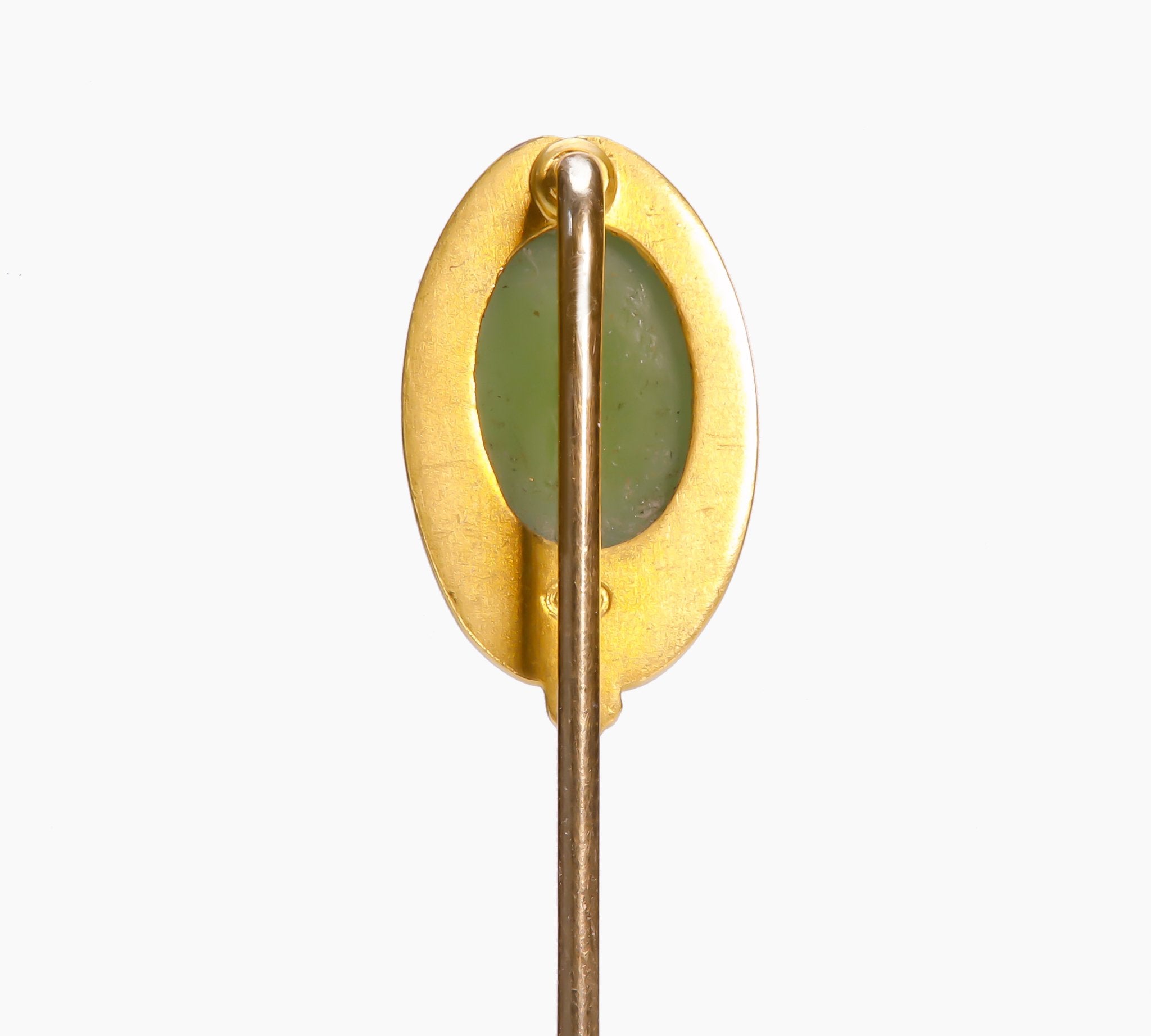 Antique Bressler & Co. Gold Jade Stick Pin