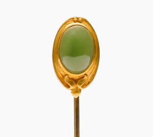 Antique Hans Brassler & Co. Gold Jade Stick Pin