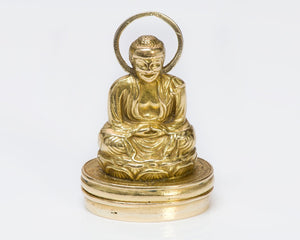 Antique Buddha 18K Yellow Gold Pendant Seal