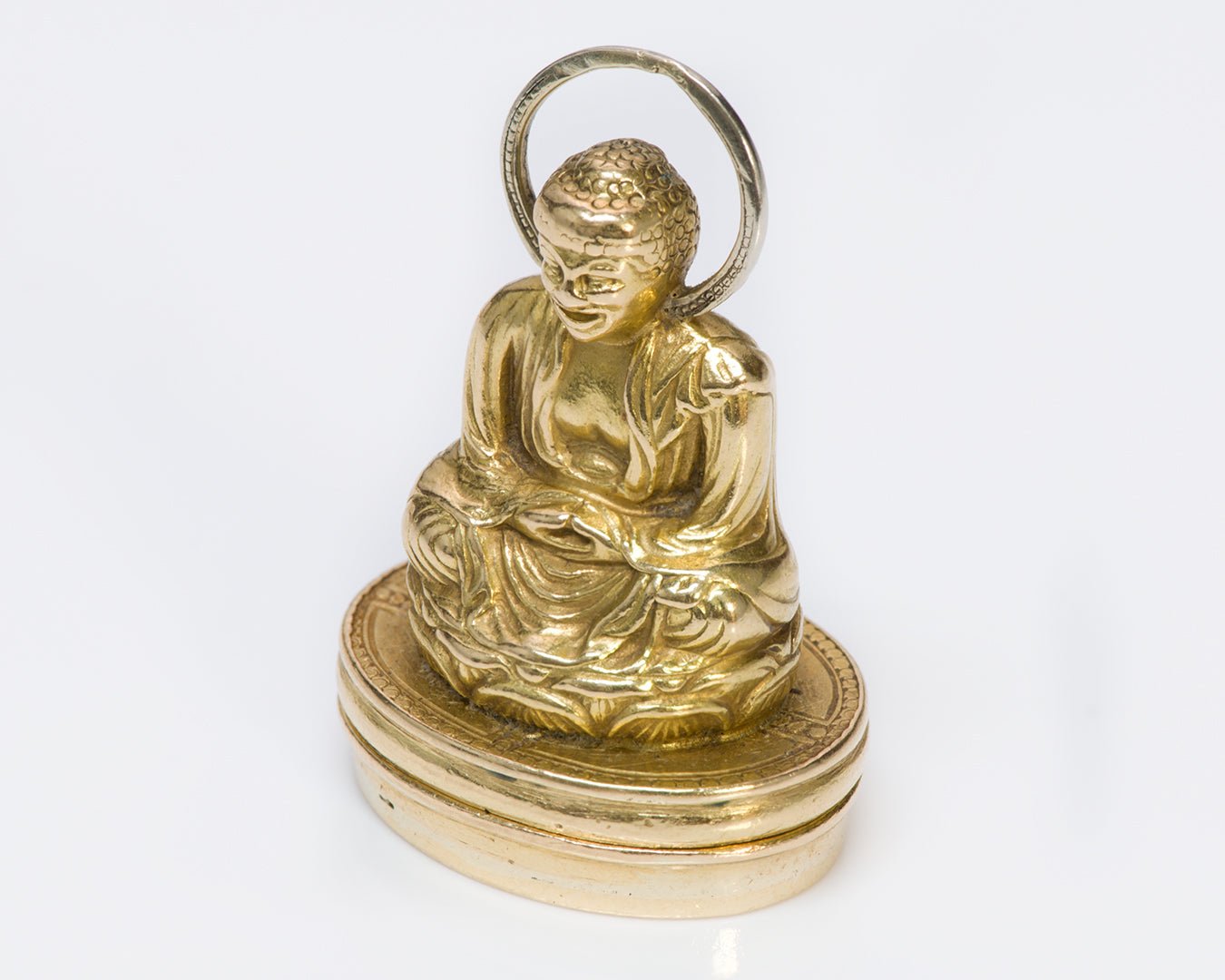 Antique Buddha 18K Yellow Gold Pendant Seal