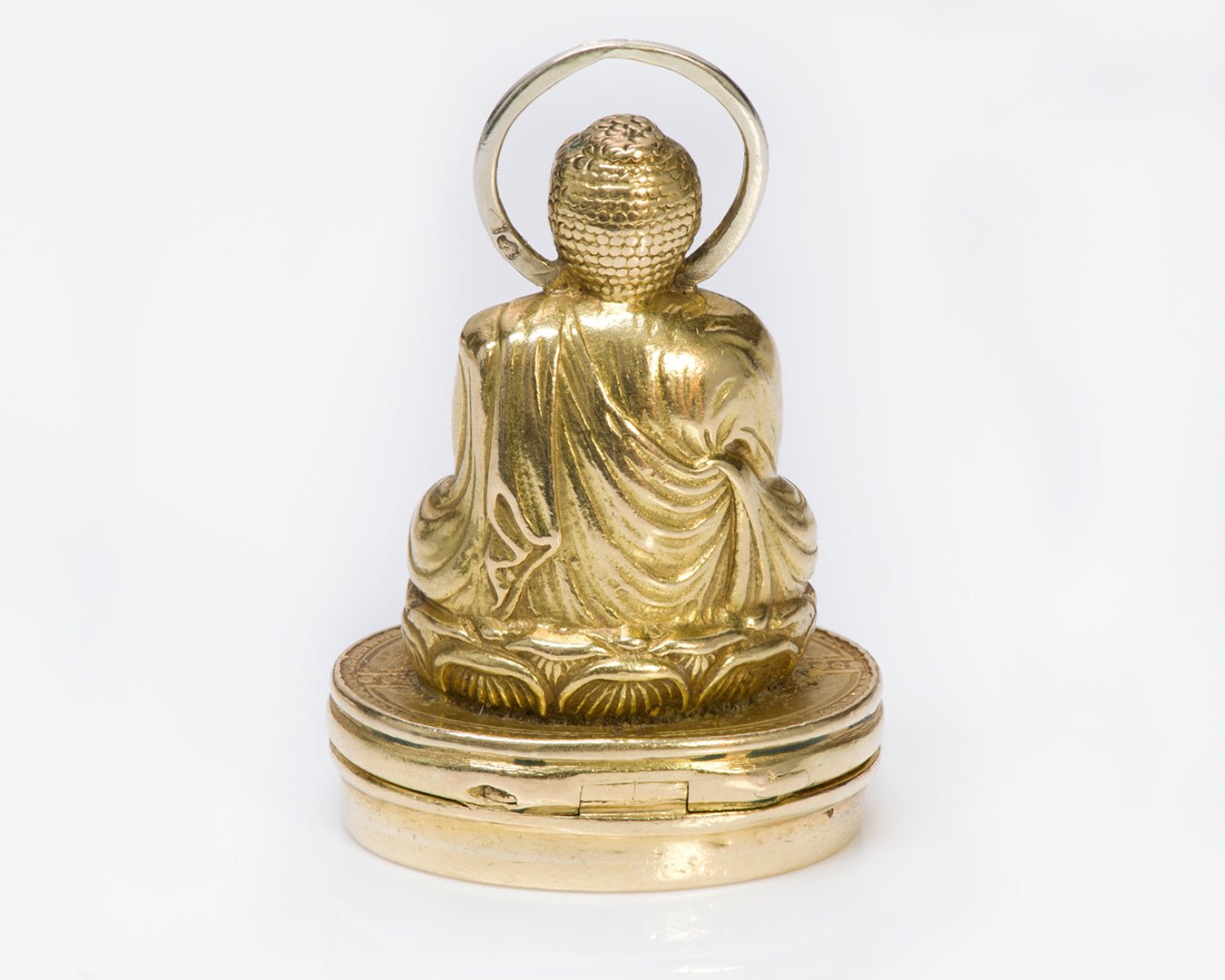 Antique Buddha 18K Yellow Gold Pendant Seal - DSF Antique Jewelry