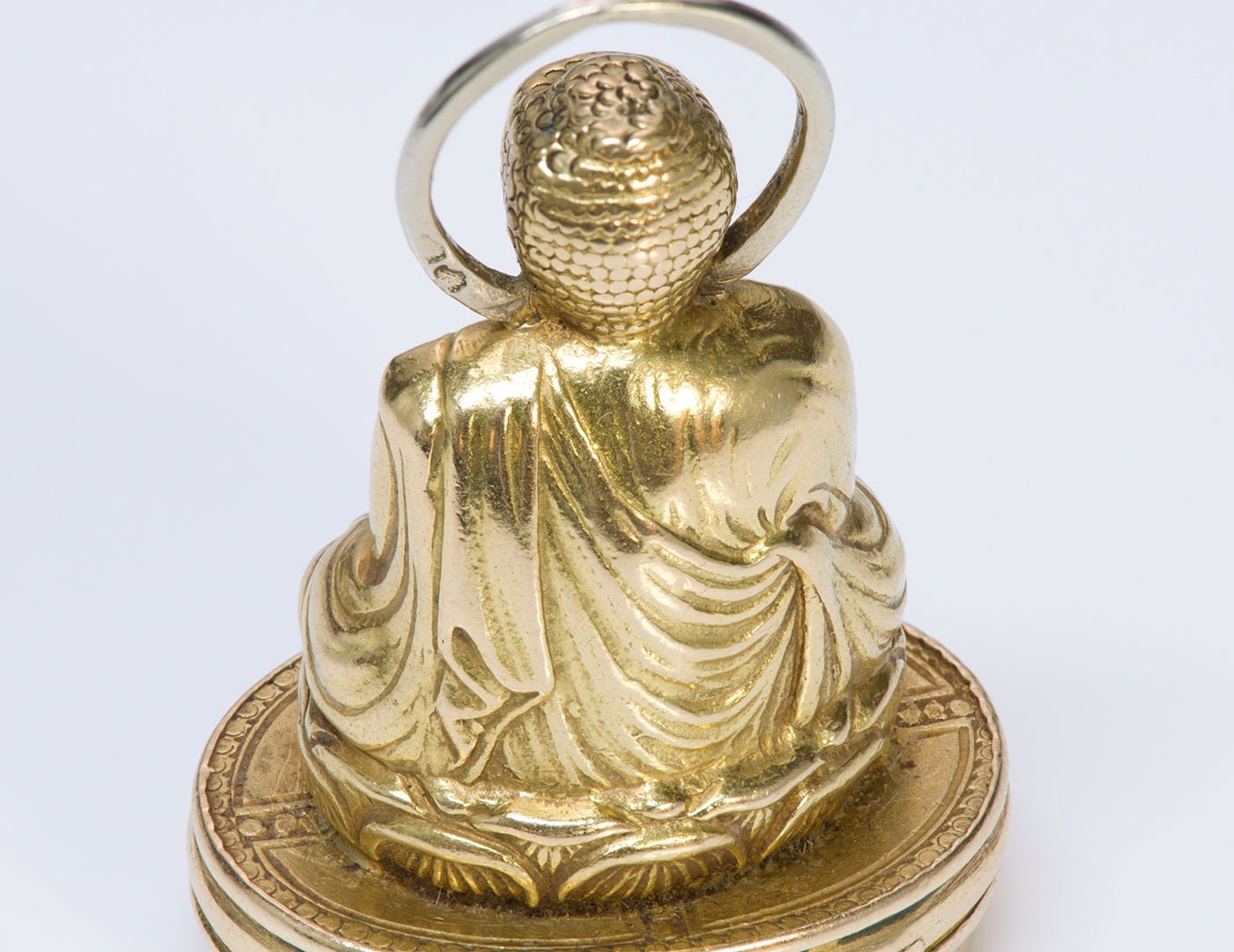 Antique Buddha 18K Yellow Gold Pendant Seal