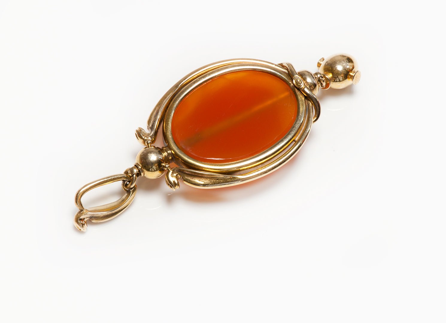 Antique Carlo Giuliano Gold Carved Carnelian Egyptian Revival Pendant - DSF Antique Jewelry