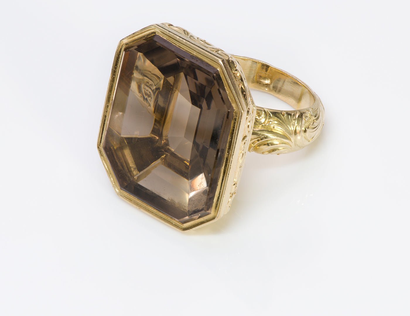 Antique Carved Gold Citrine Ring