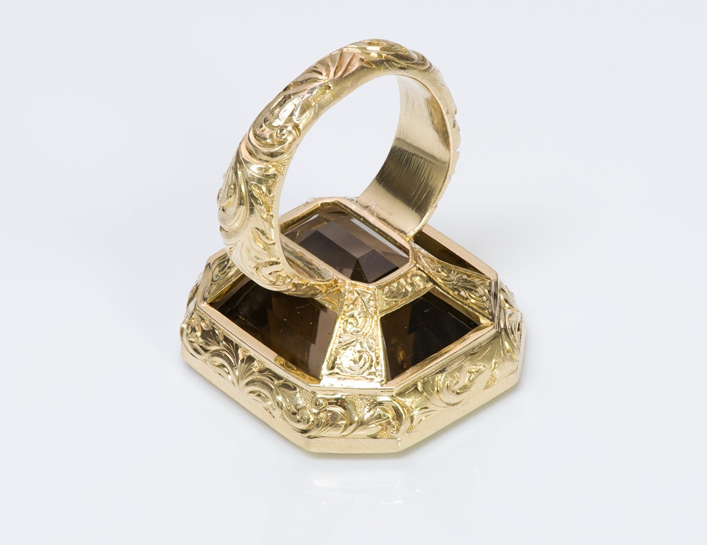 Antique Carved Gold Citrine Ring - DSF Antique Jewelry