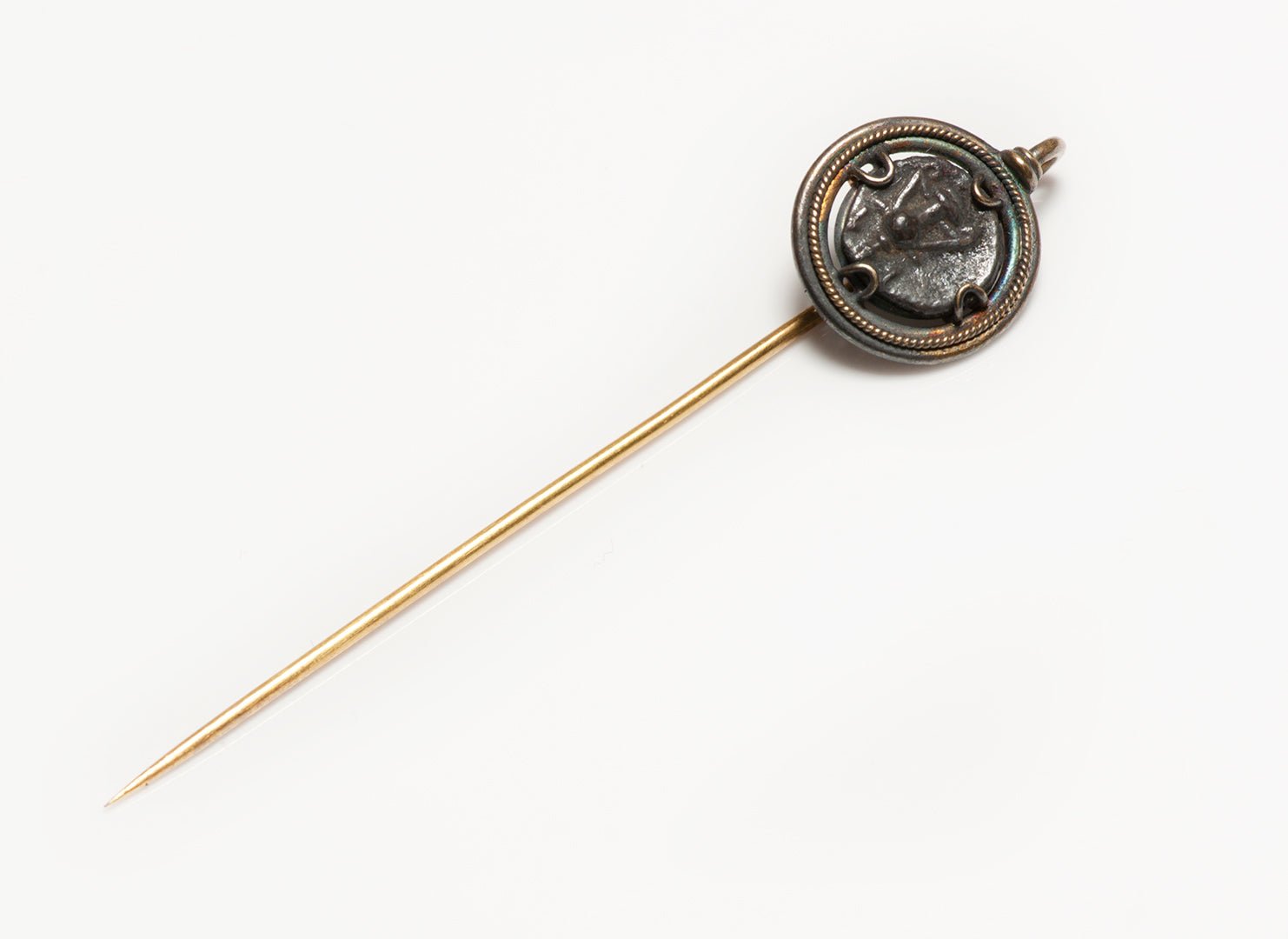 Antique Castellani Ancient Coin Stick Pin