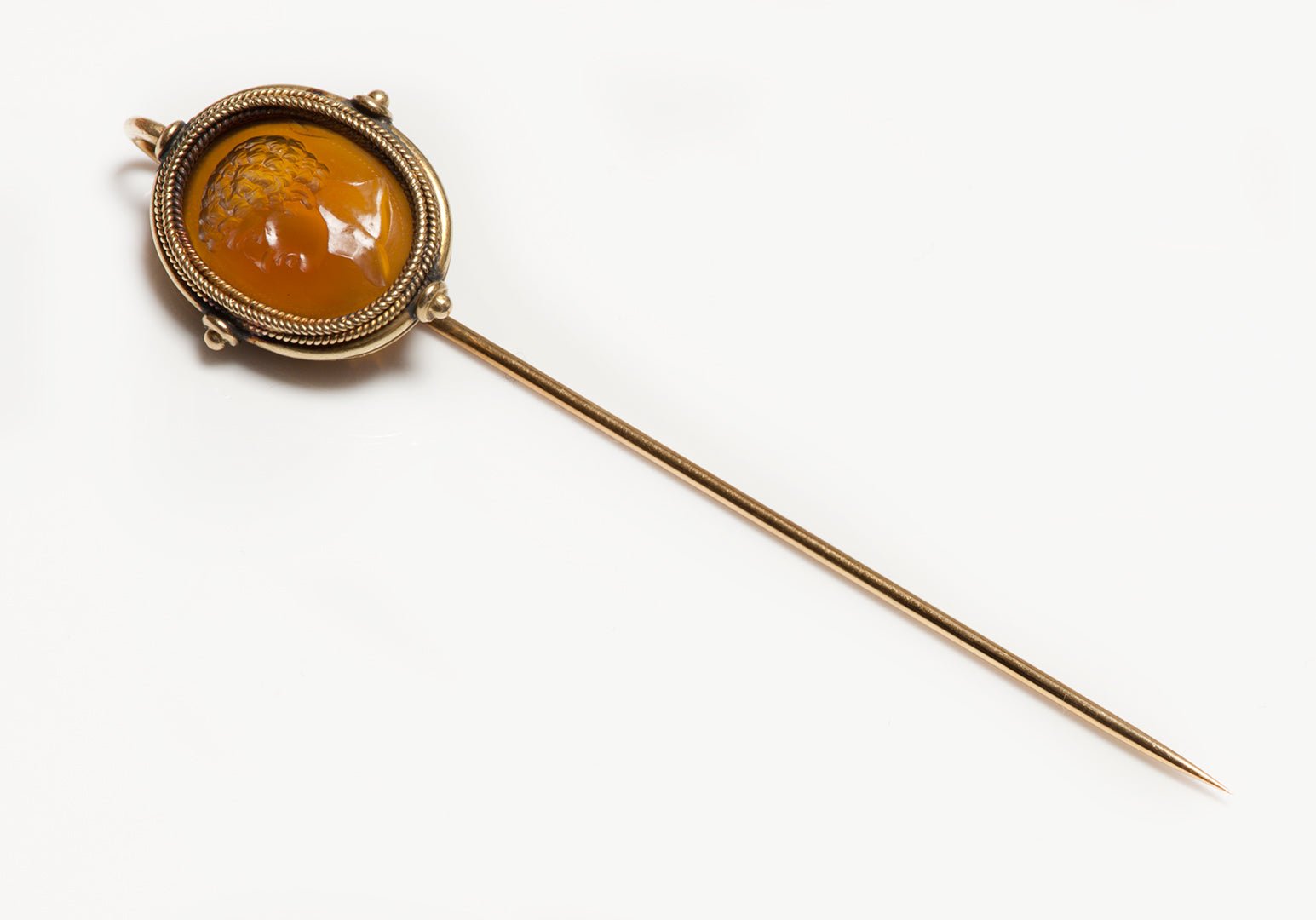 Antique Castellani Carnelian Gold Stick Pin