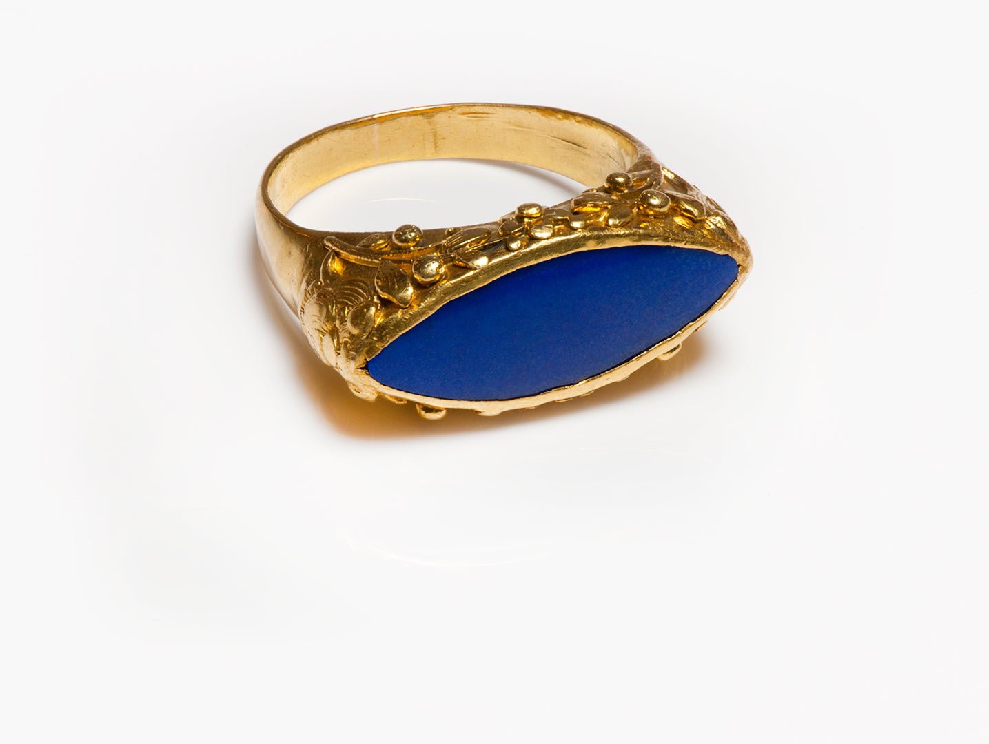 Antique Chinese 22K Gold Lapis Men's Ring - DSF Antique Jewelry