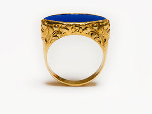 Antique Chinese 22K Gold Lapis Men's Ring