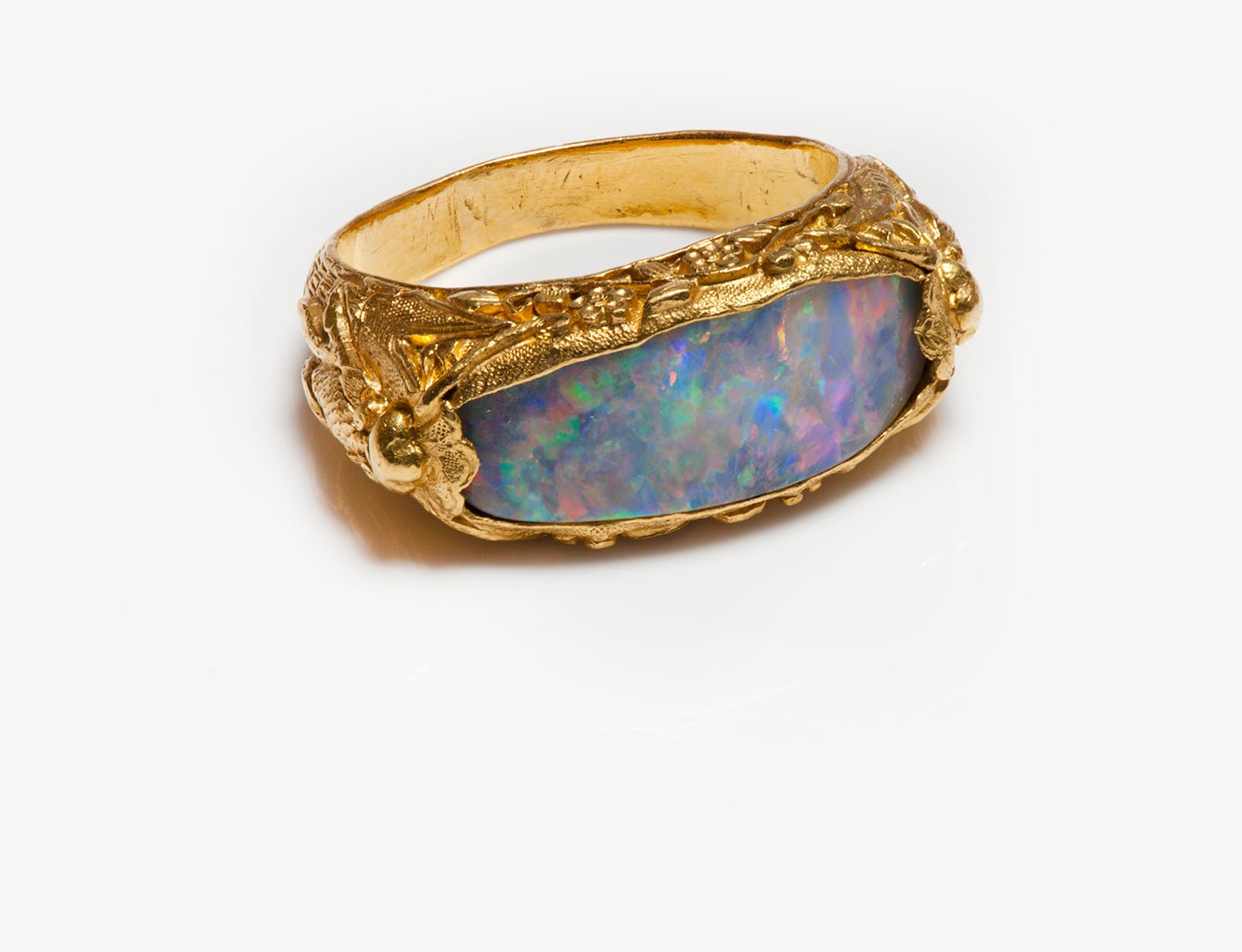 Antique Chinese 24K Gold Opal Men's Ring - DSF Antique Jewelry