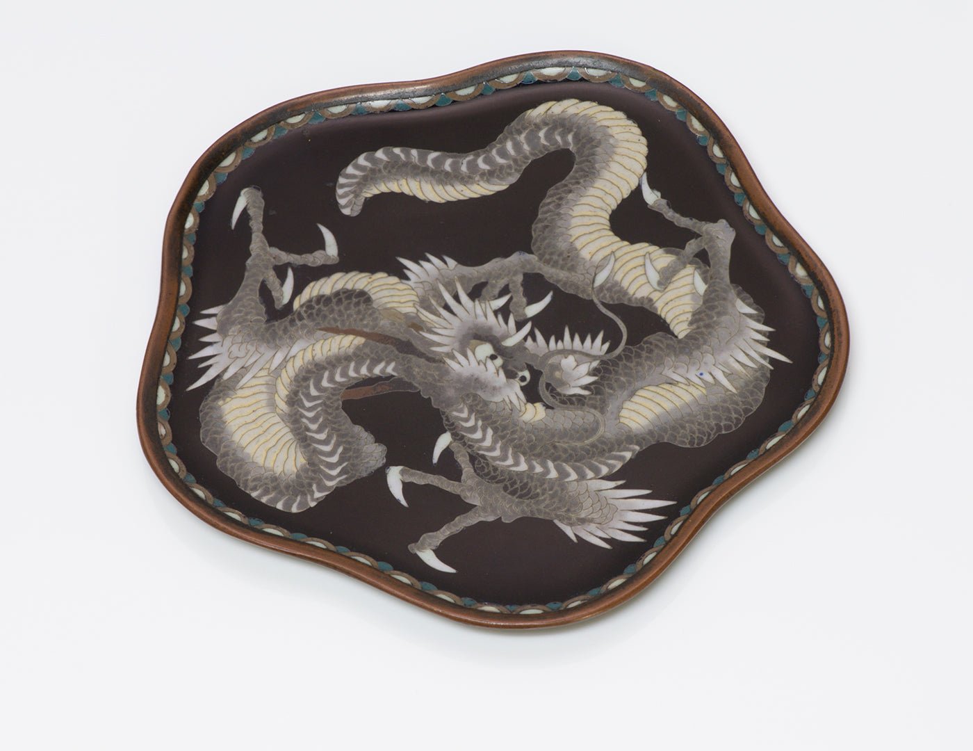 Antique Chinese Dragon Cloisonne Tray