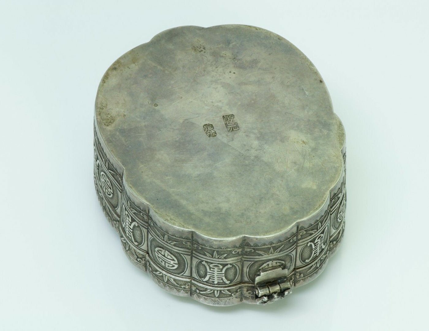 Antique Chinese Vanity Moth Silver Box