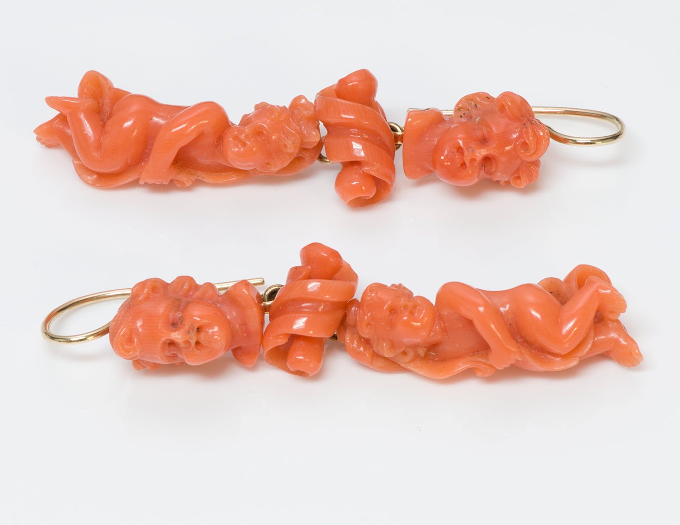 Antique Coral Cupid Earrings