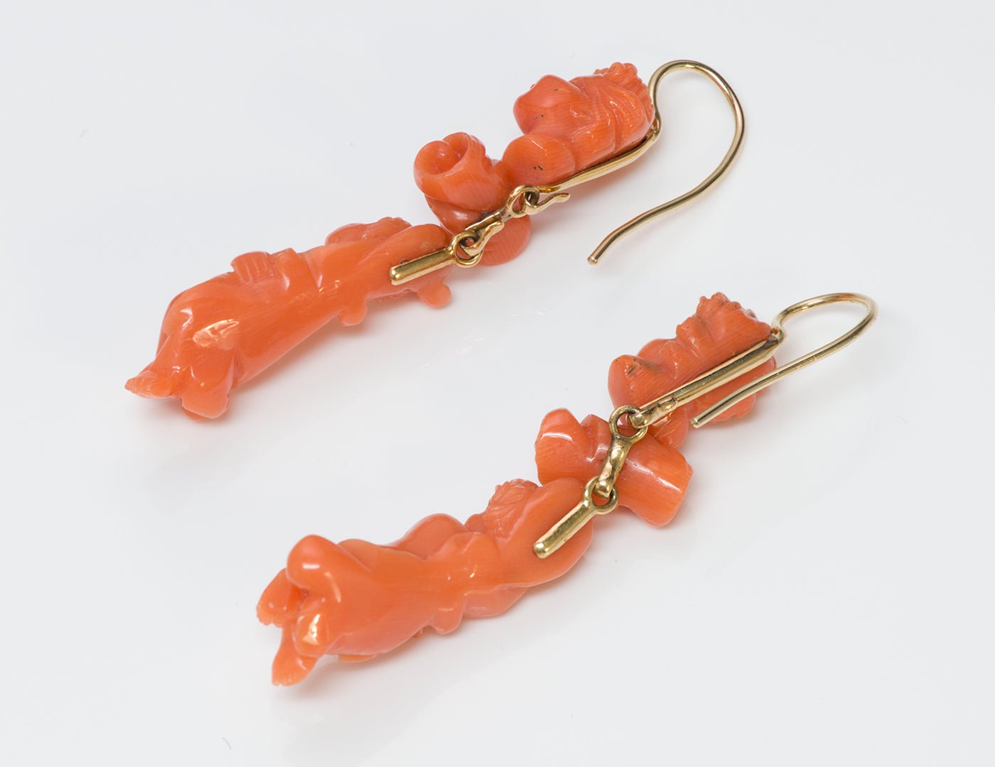 Antique Coral Cupid Earrings