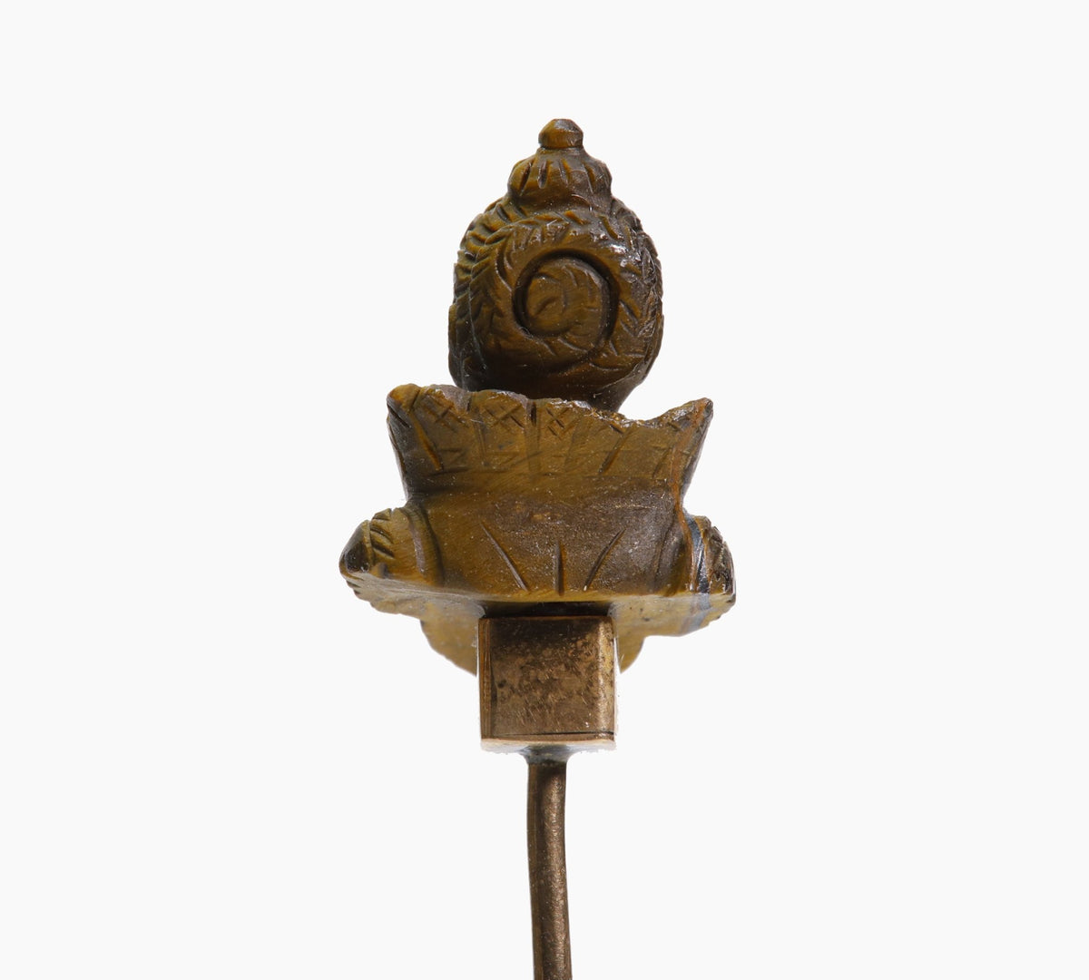Antique Craved Tiger Eye Bust Stick Pin