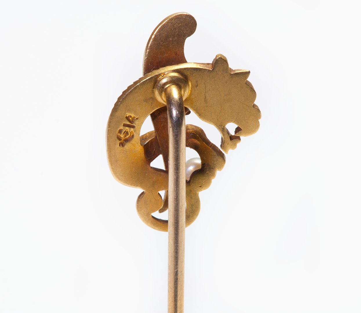 Antique Cress Arrow Gold Pearl Gargoyle Griffin Stick Pin