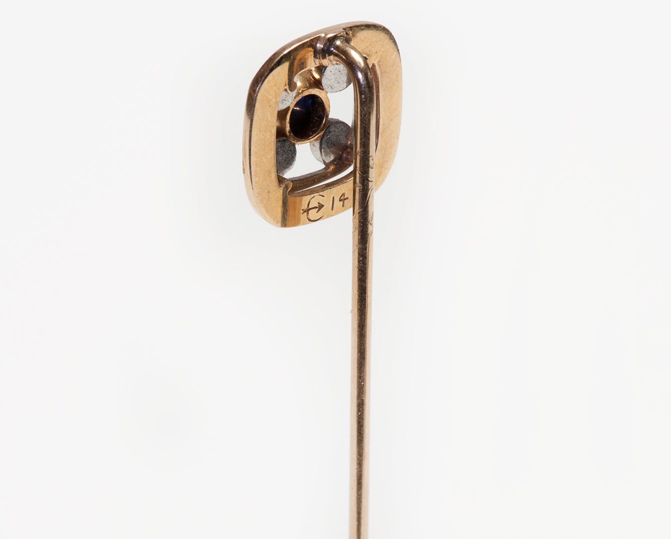 Antique Cutler & Co Gold Platinum Cabochon Sapphire Stick Pin