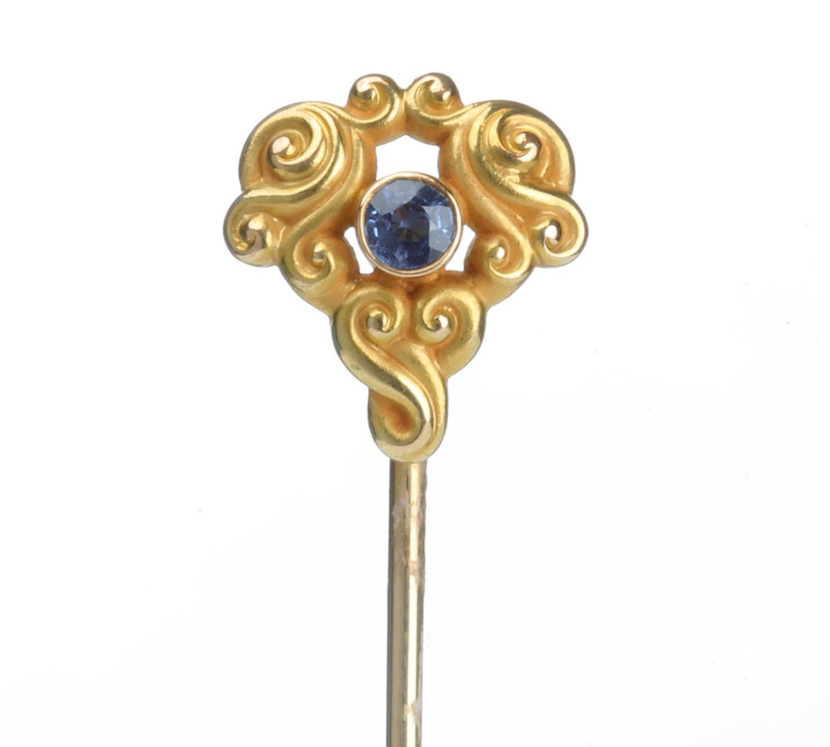 Antique Cutler & Co Sapphire Gold Stick Pin - DSF Antique Jewelry