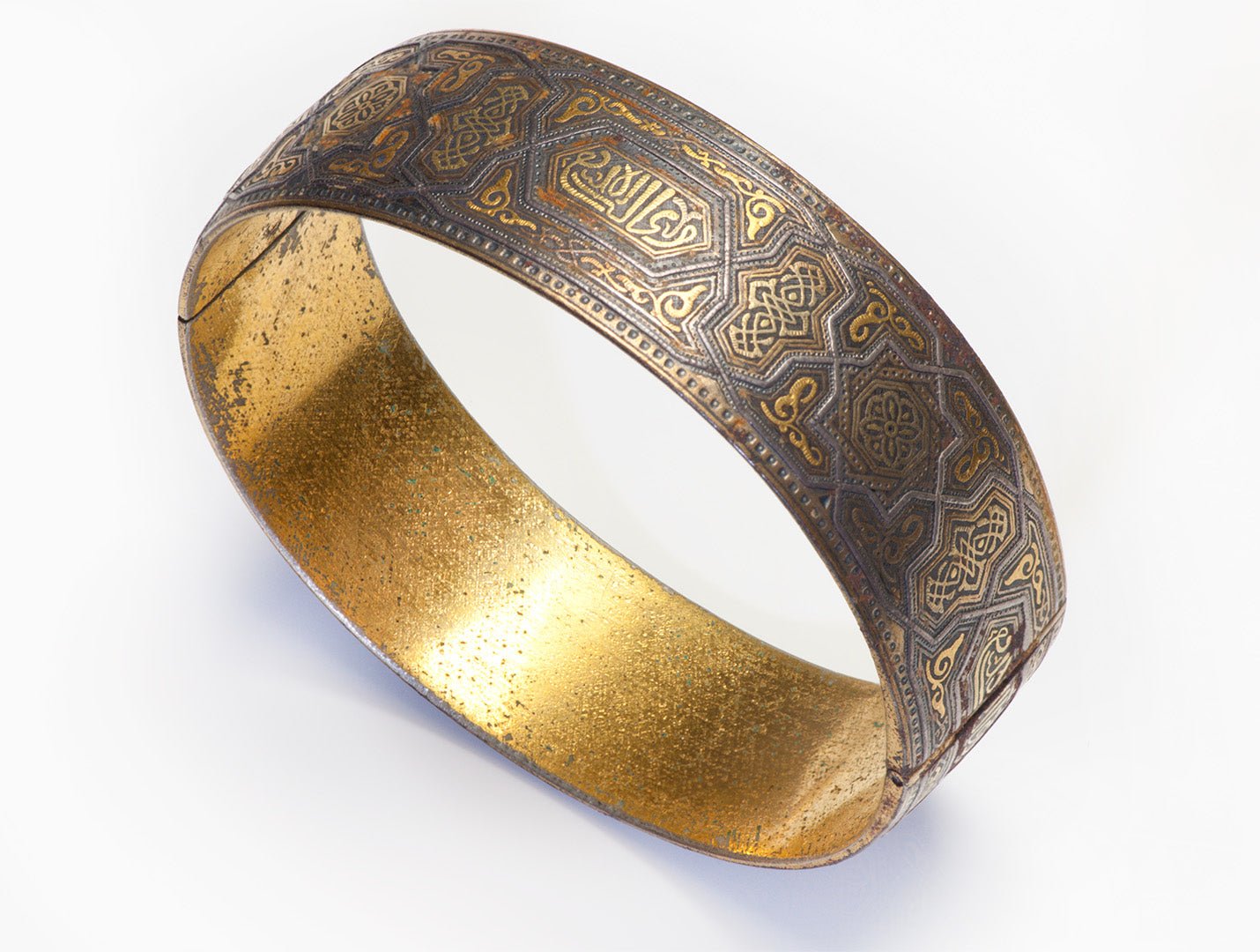 Antique Damascene Bangle Bracelet - DSF Antique Jewelry