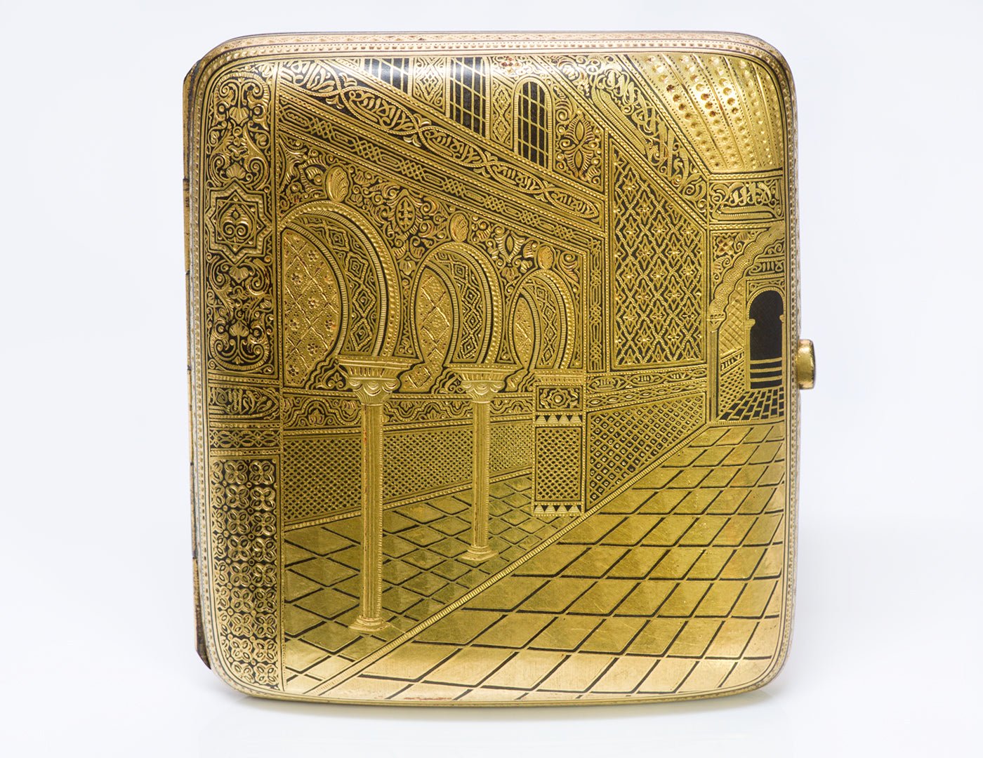 Antique Damascene Gold Iron Arabic Cigarette Case