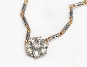 Antique Diamond Cluster Gold Chain Necklace