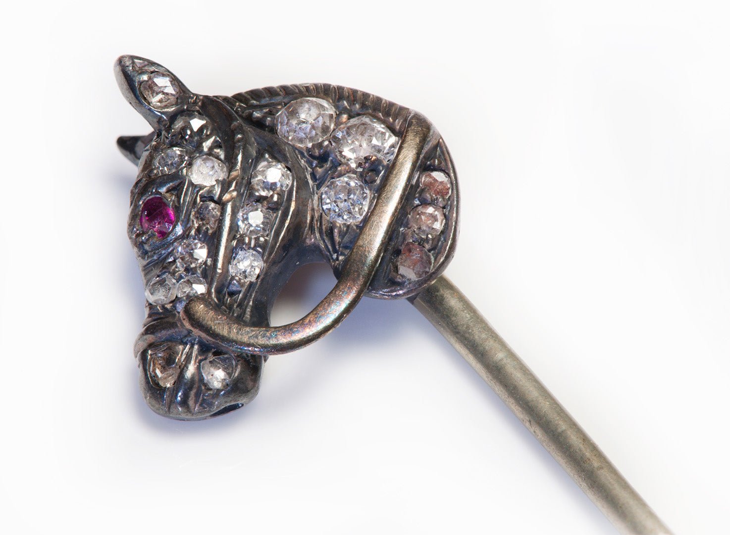 Antique Diamond Ruby Horse Stick Pin